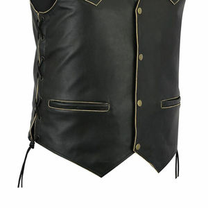 Men's Plus Size Leather Motorcycle Riding Vest-Waterproof Windproof Racing Safety Gear 2026 <b>Model</b> Made in Pakistan - Product Image 5