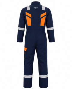 Navy Blue Orange Silver Custom Reflective Spandex Hi Visibility <b>Waterproof</b> Anti-Bacterial Workwear Coverall Industrial Boiler - Product Image 5