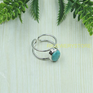 Natural Turquoise Gemstone 925 Sterling Silver <b>Ring</b> Handmade Adjustable Open Band Boho <b>Statement</b> <b>Ring</b> Women Jewelry for unisex - Product Image 2