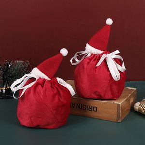 5 paquetes 3D Navidad Santa sombrero diseño cordón terciopelo tratar bolsas Navidad cumpleaños boda fiesta suministros Goodie personalizable - Product Image 6