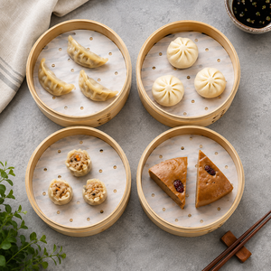 Eco-friendly Recycled Pulp Steaming Paper Liners for <b>Bamboo</b> Steamers with Silicon Coating Food Grade Parchment <b>Sheets</b> 10pcs - Product Image 4