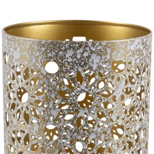 Ensemble de bougeoirs cylindriques avec découpes florales, finition intérieure dorée, décoration d'intérieur, utilisation pour mariage, durable - Product Image 5