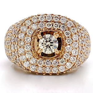 Anillo Redondo de Moissanita con Baño de Oro, Anillo de Diseño para Hombre, para Aniversario y Bodas, Joyería Hip Hop, Regalo de Cumpleaños para Él - Product Image 1