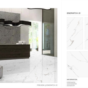 Carreaux de porcelaine polie et émaillée 60x120cm (600x1200mm, 24x48 pouces) effet marbre, haute brillance, pour intérieurs de luxe et projets - Product Image 1