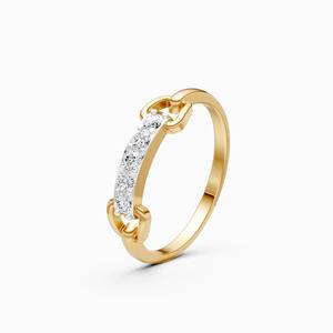 Anillo de barra con cadena de diamantes cultivados en laboratorio de 0.19 quilates en oro amarillo, blanco y rosa de 9 quilates - Product Image 1