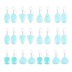 Boucles d'oreilles pendantes artisanales en amazonite, nouvelle collection 2026, pierres précieuses naturelles, plaqué argent, bijoux pour femme, idéales pour les soirées - Product Image 1