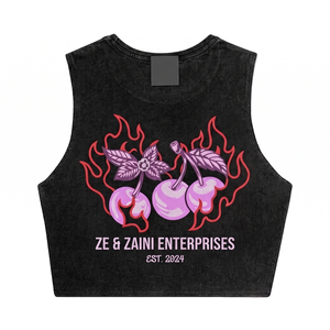 180 GSM Premium Cotton Women Crop <b>Top</b> T Shirt Black Sleeveless Custom DTG Screen Print Heat Transfer Embroidery Logo - Product Image 2