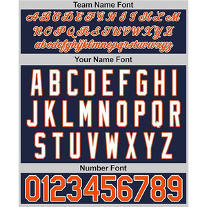 Maillot de baseball personnalisé bleu marine, orange et blanc pour filles, femmes, jeunes et enfants avec impression de nom et de numéro de qualité supérieure - Product Image 3