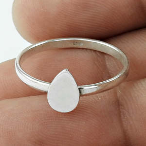Bague bohème en argent sterling 925 massif, style artisanal, design mignon en forme de larme, pour femmes et filles, gravable, bague de promesse - Product Image 3