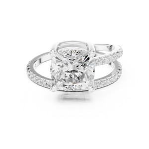 IGI Certificate 14k Solid Gold 3 CT Cushion Shape E VS1 Lab Grown Diamond Women Engagement Wedding <b>Split</b> Shank <b>Ring</b> - Product Image 6