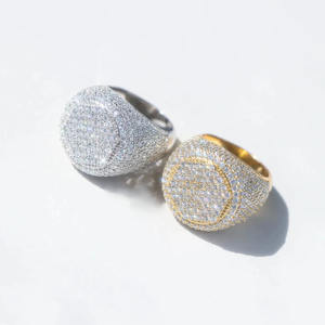 Anillo de Moissanita Iced Cluster de Plata de Ley 925, Estilo Hip Hop, Engaste Pavé, Bañado en Rodio, Regalo de Compromiso/Boda, Anillo de Meñique - Product Image 1