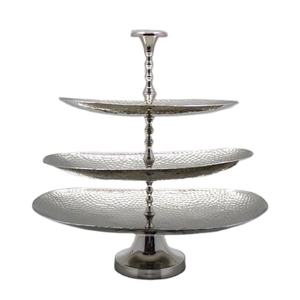 Diseño martillado Mesa de metal de acero inoxidable Soporte de pastel de metal decorativo Soporte de exhibición de postre de Calidad exclusiva - Product Image 1