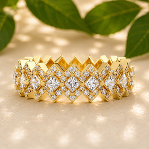 Eternity Band <b>Ring</b> Princess Cut Diamond 14K 18K Yellow Gold Wedding Bridal <b>Ring</b> Custom Design Wholesale Jewelry Manufacturer - Product Image 1