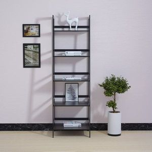 Libreria in Bambù a 5 Ripiani WTZ, Scaffale Moderno Aperto Nero BC 238 per Camera da Letto, Soggiorno, Ufficio - Product Image 5
