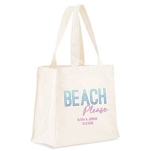 Achats en ligne 2025 Fabricant de sacs de plage Réutilisable Conception personnalisée Impression Coton biologique Shopping Sac de plage fourre-tout - Product Image 1