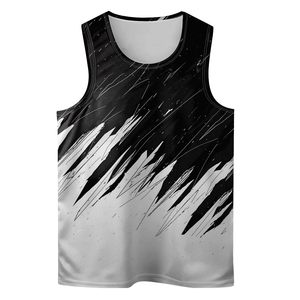 Camiseta sin mangas personalizada con estampado 3D de gráficos grunge y trazos de pincel, estilo casual abstracto, streetwear, hip hop, chaleco de verano para hombre - Product Image 1