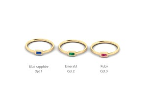 Custom Bohemian Christian Lab Emerald Baguette Cut <b>Ring</b> 14K 18K Gold Plated Thin Band <b>Stacking</b> <b>Ring</b> Manufacturer Direct - Product Image 6