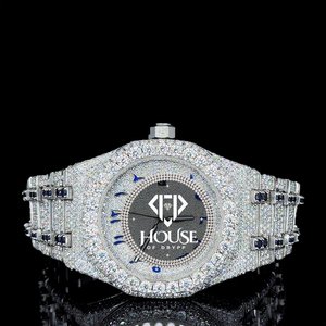 Reloj de Lujo con Diamantes Moissanite, Acero Inoxidable, Estilo Hip Hop, Cuarzo, Esfera Redonda, Reloj de Pulsera para Hombre, Regalo - Product Image 1