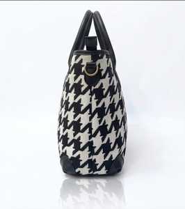 Elegant Houndstooth <b>Tweed</b> Tote Bag With Zipper Closure Black And White Pattern Daily Use Women's <b>Handbag</b> - Product Image 2