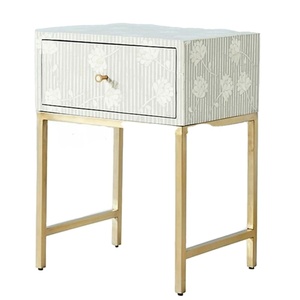 Taburete de mesa auxiliar con incrustaciones de hueso, patrón de rayas curvas con incrustaciones de hueso, sala de estar, hogar, sala de estar, hogar - Product Image 6