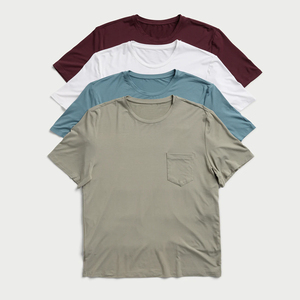 Camisetas de Manga Corta con Cuello Redondo 100% Algodón para Hombre, Camisetas Casuales de Verano de Corte Regular, Secado Rápido y Transpirables, Camiseta Personalizada con Bolsillo - Product Image 1