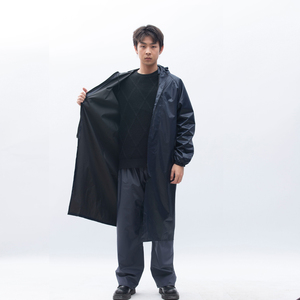 Chaqueta Impermeable Negra Premium con Capucha para Hombre, Abrigo Largo con Tiras Reflectantes de Seguridad, Ropa de Lluvia, Ropa de Trabajo para Exteriores, Cortavientos, Nueva - Product Image 3