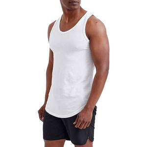 Débardeur décontracté pour homme en coton 100% respirant, gris uni, col rond, tricoté - Product Image 3