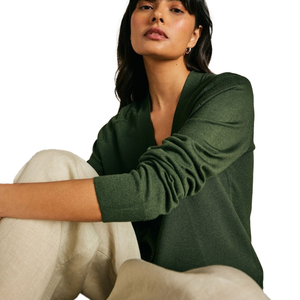Cárdigan de Punto Verde para Mujer, Cuello en V, Manga Larga, Botones al Frente, Color Sólido, Estilo Minimalista, Casual, para Todas las Temporadas - Product Image 5