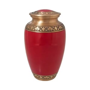Elegante Urna Funeraria de Metal Roja y Dorada, Diseño Clásico, Duradera y Hermosa para Conmemorar a Seres Queridos, Hecha a Mano - Product Image 1