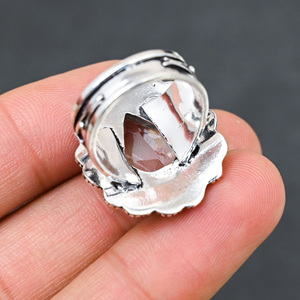Anillo de Plata de Ley 925 con Topacio Blanco Creado en Laboratorio, Hermoso Anillo con Piedra en Forma de Pera, Joyería de Boda Hecha a Mano con Turquesa - Product Image 3