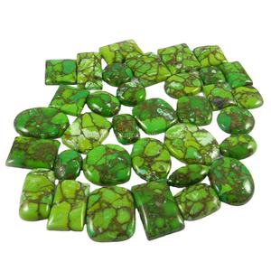 ¡Venta navideña! 34 piezas 100 Gms mezcla cabujón Natural verde cobre turquesa piedras preciosas para la fabricación de joyas - Product Image 1