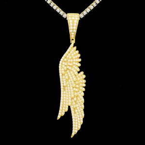 Gold Plated Moissanite Wing Pendant 925 Silver Iced Out <b>Angel</b> <b>Charm</b> Necklace for Party Gift - Product Image 1