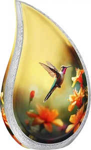 Urna de cremación clásica grande en forma de lágrima para adultos, hermosa urna con diseño de flor y mariposa para cenizas humanas. - Product Image 6