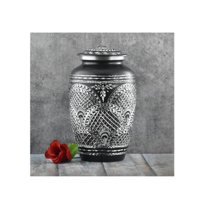 Urne funéraire en aluminium noir avec motif colombe blanche, écologique, durable, capacité 3-4L, urne commémorative décorative spirituelle pour cendres - Product Image 4