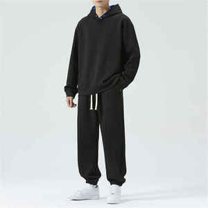 Ensemble de survêtement à capuche pour homme, couleur unie, en coton, sweat-shirt et pantalon oversize, coupe décontractée, tenue d'automne, baskets blanches incluses - Product Image 6