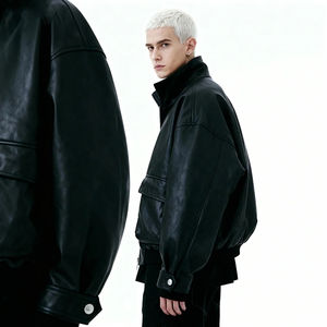 Blouson de motard vintage en cuir véritable pour homme grande taille, style délavé, coupe oversize, imperméable, manteau pour homme grande taille - Product Image 6