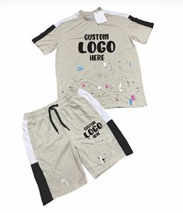 Conjunto de Verano para Niños: Camiseta Oversize de Hombros Caídos y Pantalones Cortos de Algodón Liso, Atuendo Casual con Camiseta y Pantalones Cortos a Juego - Product Image 4