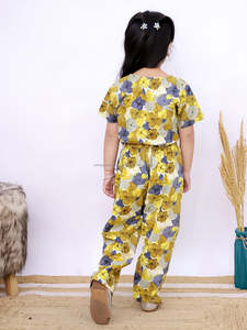 ชุดเสื้อผ้าสำหรับเด็กผู้หญิงผ้าฝ้าย100% แขนสั้นสีพื้นสไตล์สุดหรูเสื้อผ้าเด็กแบบลำลอง - Product Image 5