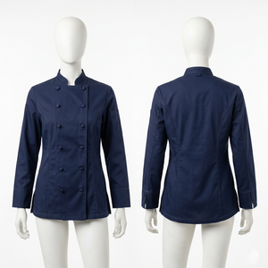 เสื้อเชฟผู้ชาย 240 GSM ผ้าโพลีคอตตอนทวิลสีดำ กระดุมสองแถว ปักลายตามสั่ง พิมพ์ลาย ป้ายทอ ชุดยูนิฟอร์ม - Product Image 6