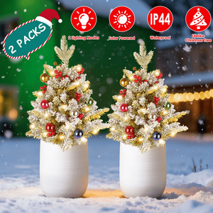 2 Pezzi Mini Albero di Natale Solare con 50 LED, Impermeabile IP44, Ricarica Rapida 4H, Batteria 600mAh, 2 Modalità di Illuminazione, Design Realistico in PE - Product Image 2