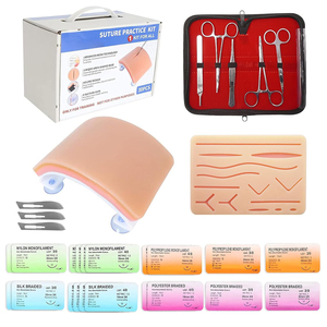 Kits d'instruments de pratique de suture chirurgicale pour étudiants en médecine, comprenant tampons de plaies, pinces chirurgicales, ciseaux à iris et manches de scalpel - Product Image 1
