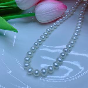 Collier de perles d'eau douce d'automne-hiver de 6 à 8 mm, presque rond et extrêmement résistant, comparable à une chaîne de pull Akoya - Product Image 3