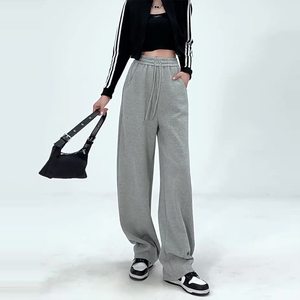 Pantalon de survêtement taille basse 2026 avec cordon de serrage, jambe large, style streetwear, décontracté pour femme, joggers techniques - Product Image 2