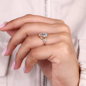 แหวนแต่งงานเพชรทรงโลงศพ แรงบันดาลใจจากธรรมชาติ น้ำหนัก 2.10 กะรัต เพชรเพาะเลี้ยง ทอง 14k เวอร์เมล ดีไซน์เรียบหรู/สปอร์ต สำหรับงานปาร์ตี้ - Product Image 5