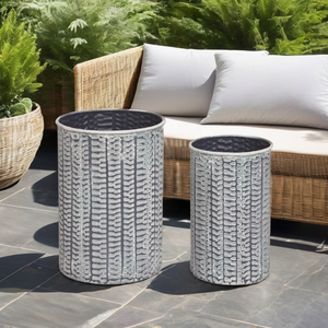 Recién llegado, maceta de hierro gris encantadora, decoración de jardín hecha a mano, jarrón de suelo con acabado antiguo blanco para uso decorativo al aire libre - Product Image 1