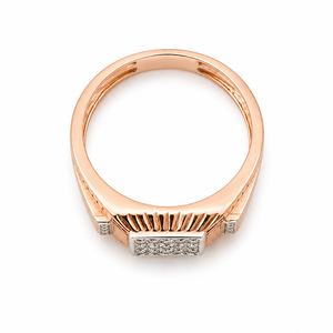 <b>Mens</b> 18KT Rose Gold Square Micro Pave Cubic Zirconia Signet <b>Ring</b> Textured Statement Band Luxury Wedding Party Gift Jewelry - Product Image 4