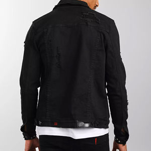 Fazn Industry High Quality 100% Cotton Denim <b>Jacket</b> For Men With <b>Rhinestones</b> Custom Embroidery Logo Streetwear Men's <b>Jackets</b> - Product Image 3