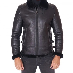 Veste d'aviateur en peau de mouton pour homme, veste d'aviateur en cuir de mouton et personnalisée grande taille - Product Image 1