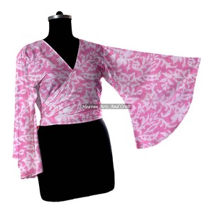 Blusas Adorables para Mujer 2026, Blusa Cruzada con Lazo, Ropa Casual de Verano, Blusa de Algodón con Estampado a Mano - Product Image 1