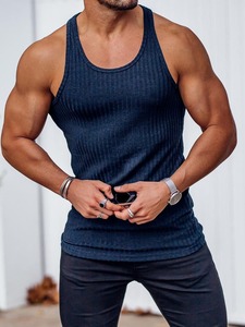 Camiseta Deportiva Ajustada de Color Sólido para Hombre, Camiseta sin Mangas de Secado Rápido para Entrenamiento y Gimnasio - Product Image 4